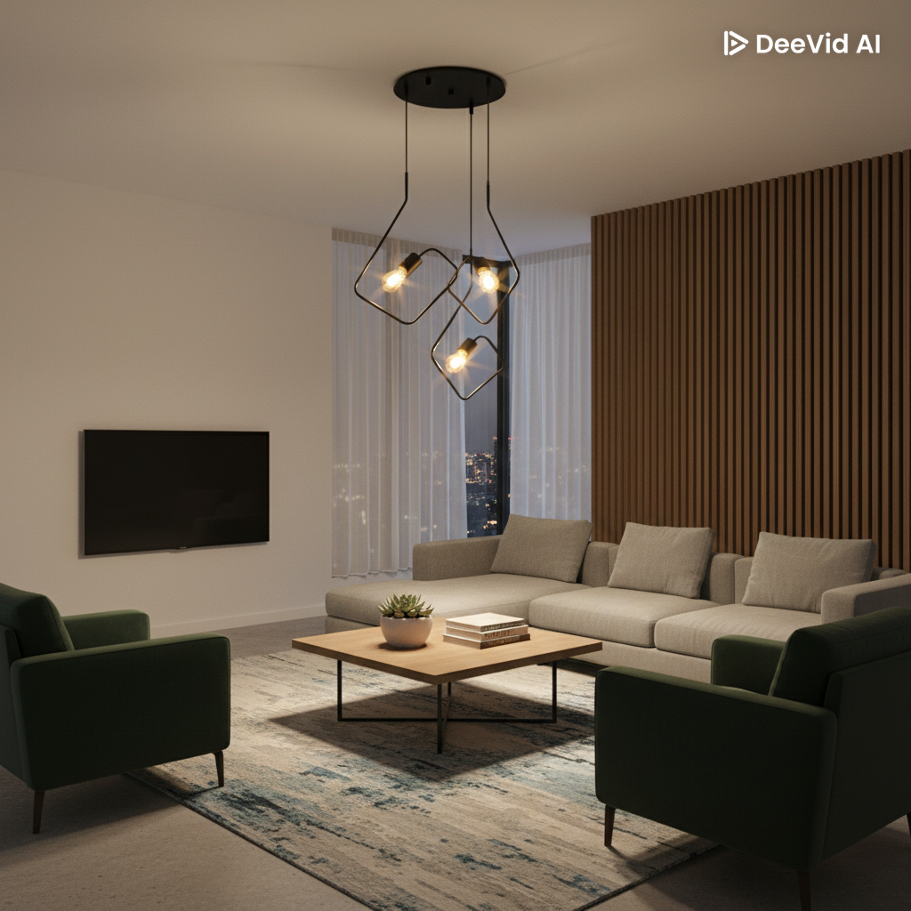 colgante iluminacion moderna living